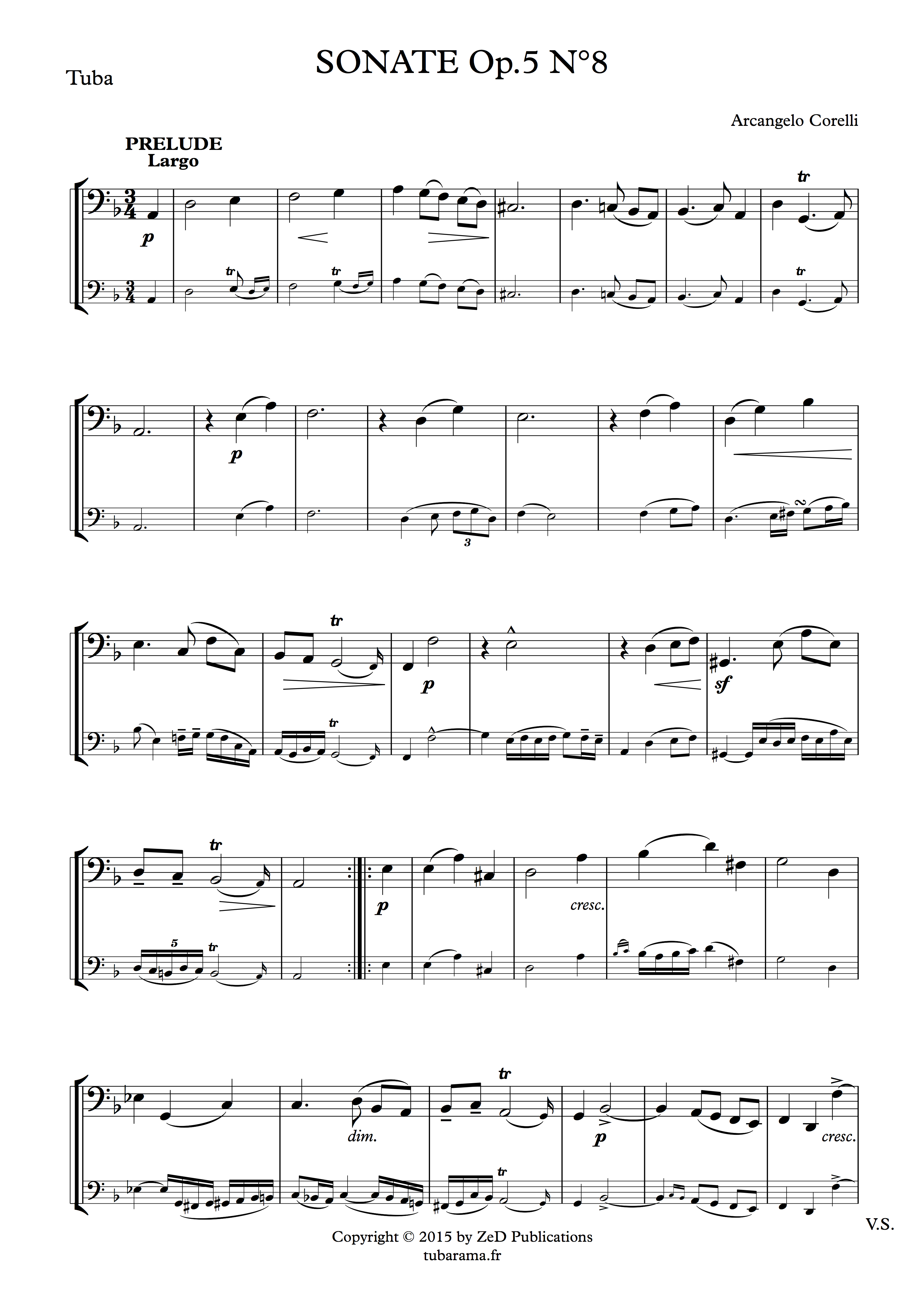 Sonate Op.5 No.8 (Arcangelo Corelli) – tuba + piano