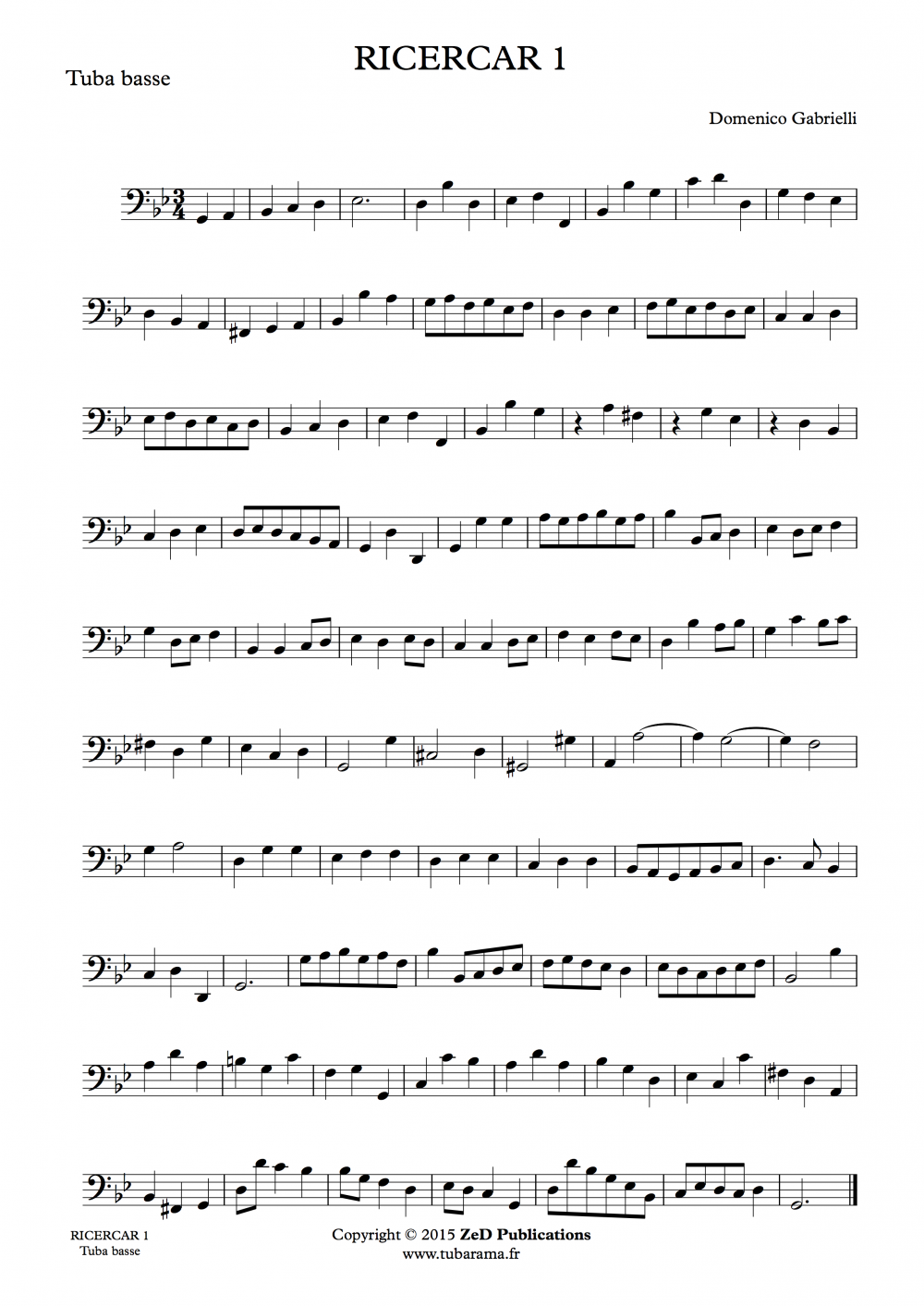 Ricercar N°1 (Domenico Gabrielli) – Tuba ou Euphonium