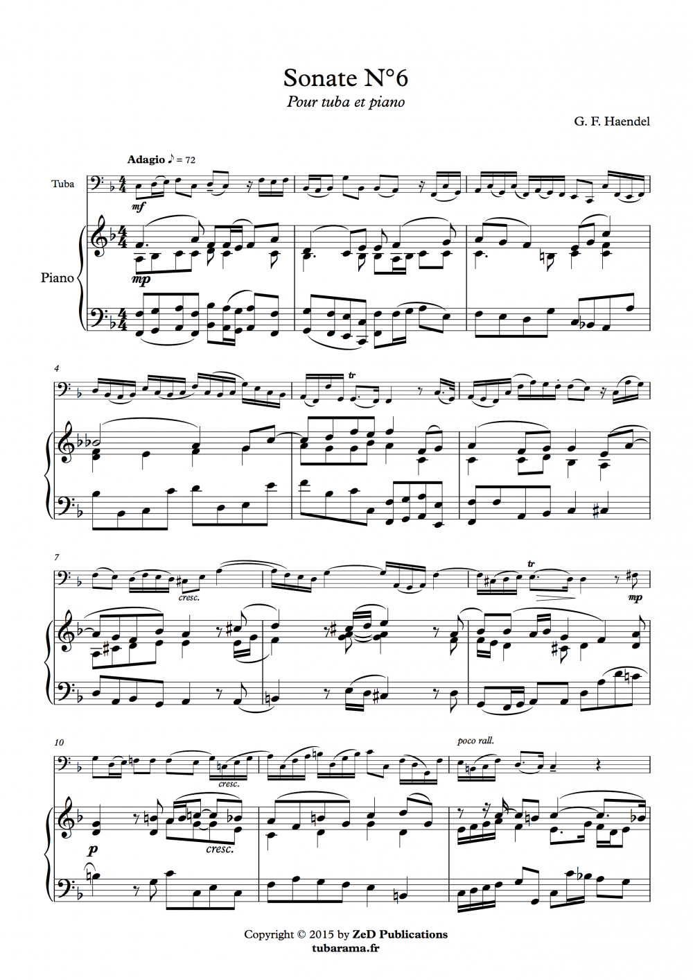 Sonate N°6 pour violon (Georg Friedrich Haendel) – Tuba + Piano