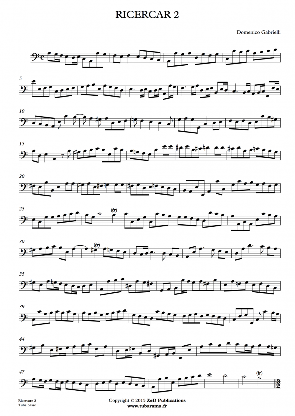 Ricercar N°2 (Domenico Gabrielli) – Tuba ou Euphonium