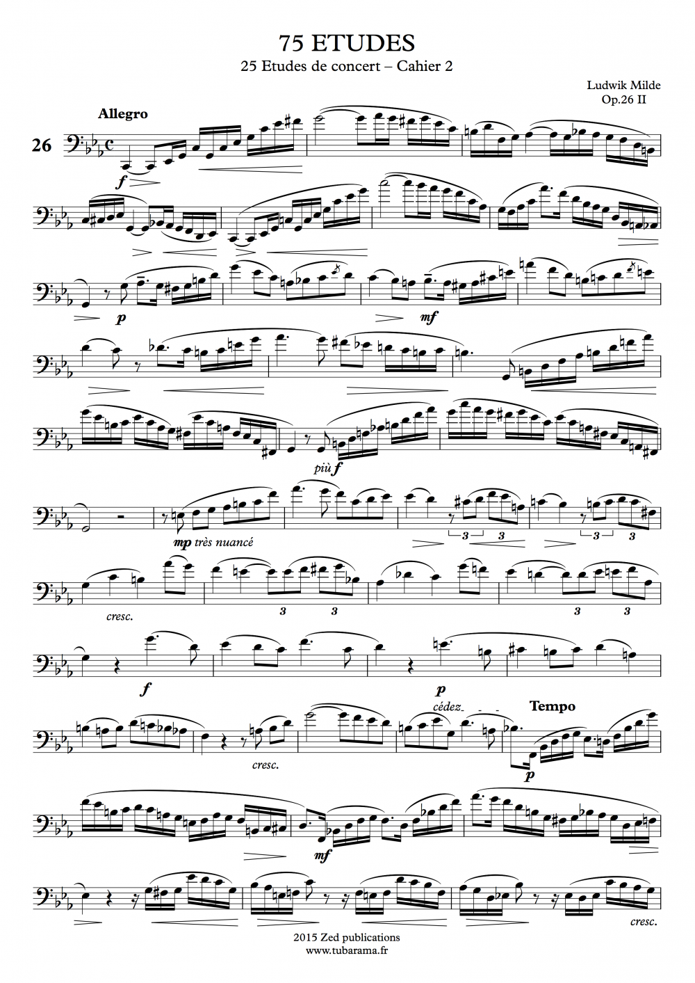 25 Etudes de concert cahier 1 (Ludwik Milde) – Euphonium ou tuba