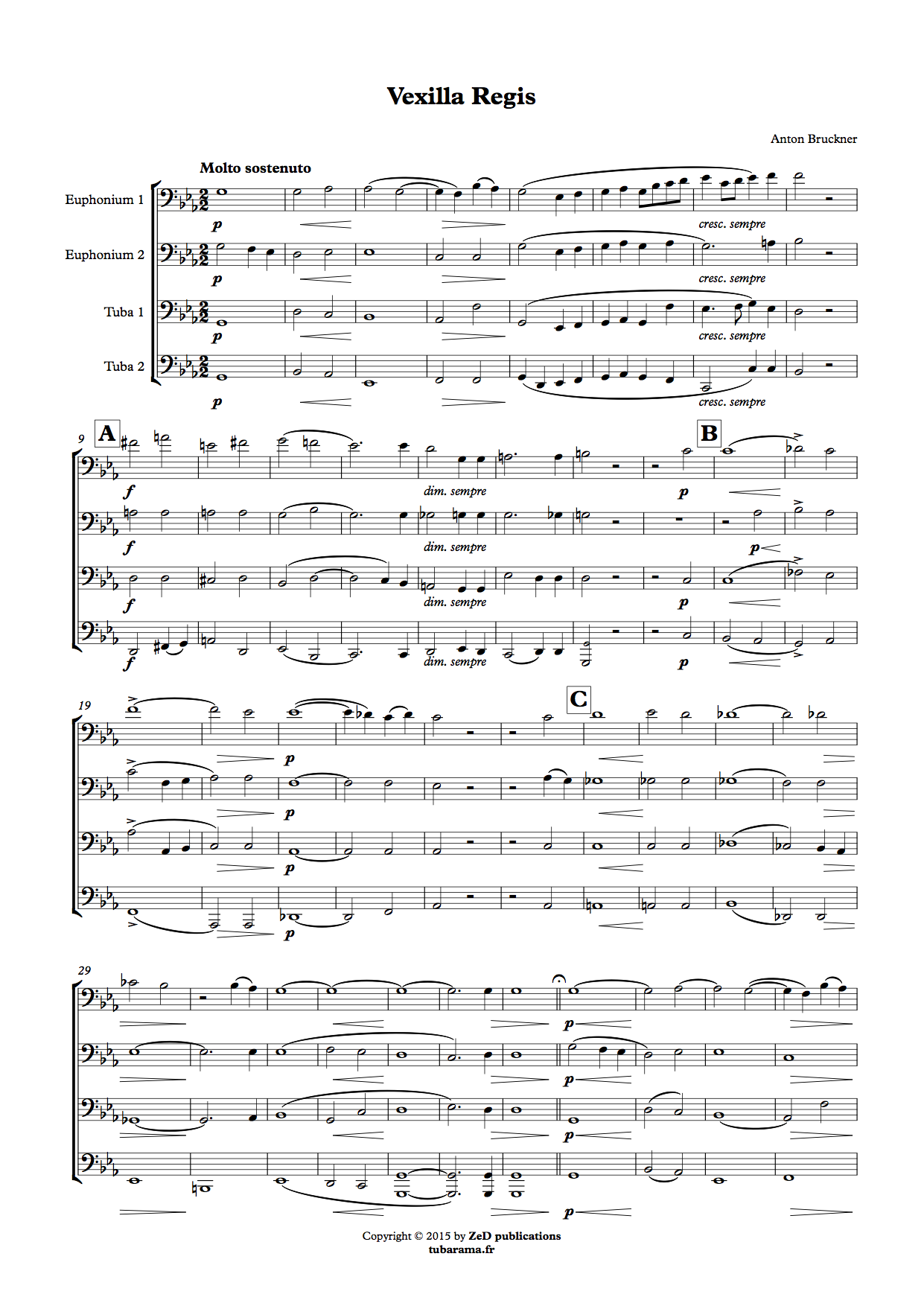 aperçu de vexilla regis pour tuba quartet