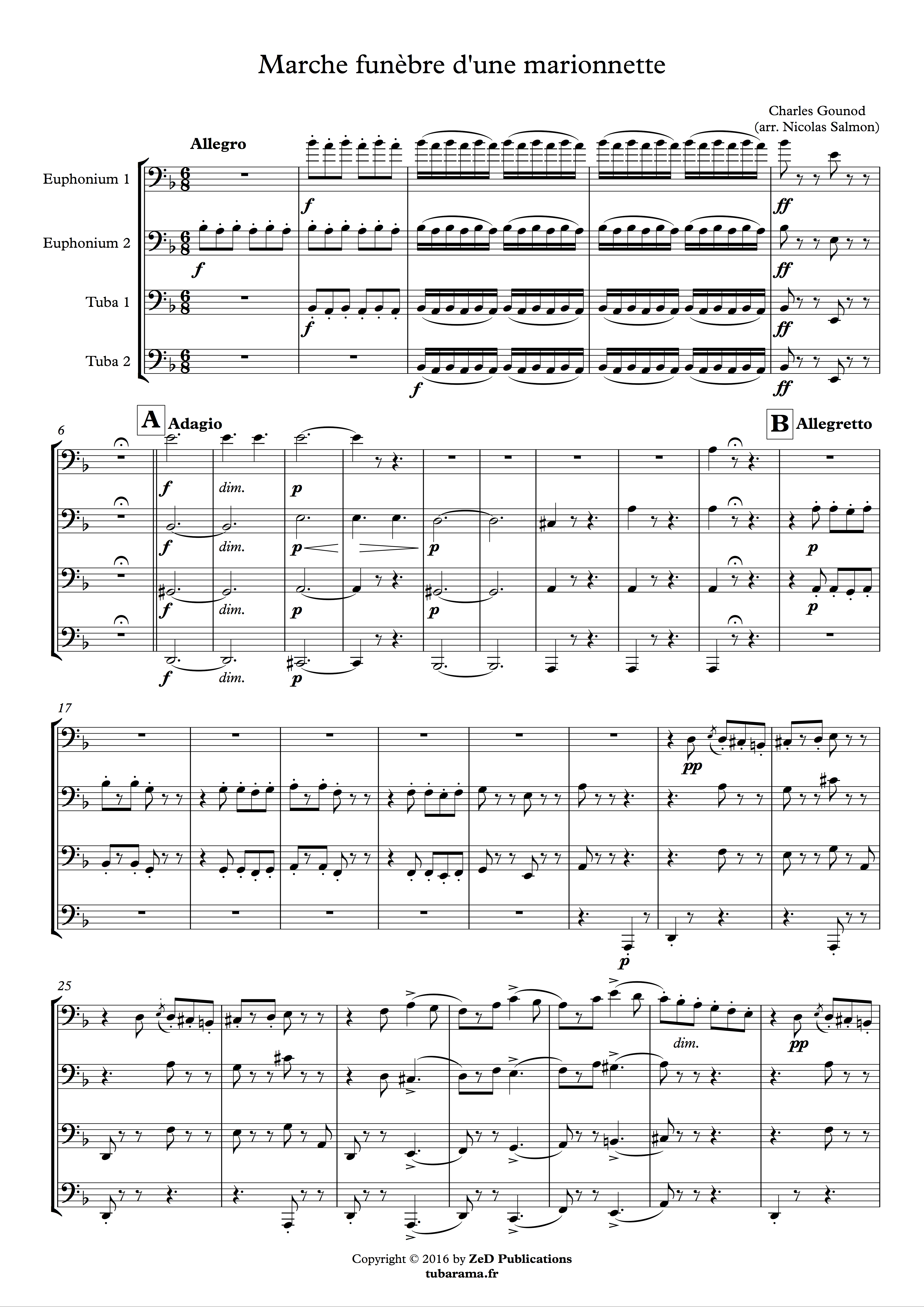 Marche funèbre d'une marionette pour tuba quartet