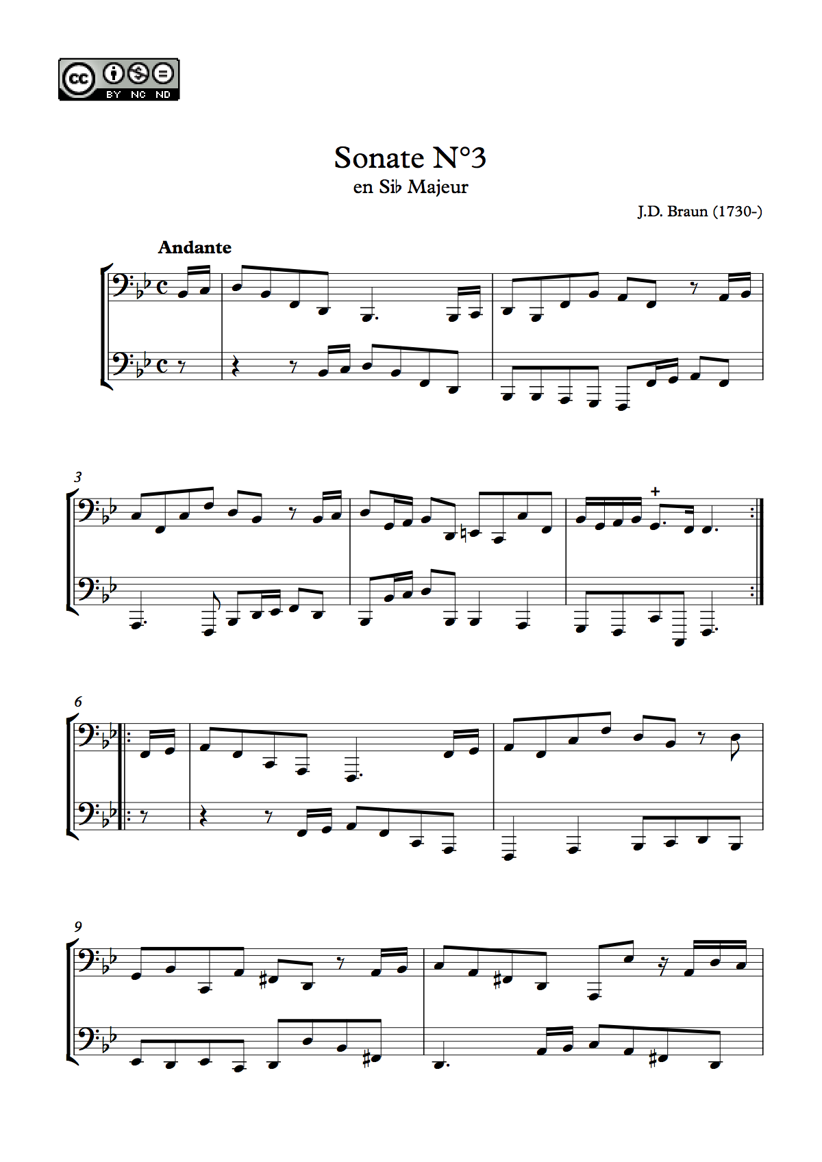 Sonate N°3 en Sib majeur (Jean-Daniel Braun) – 2 Euphoniums ou 2 Tubas