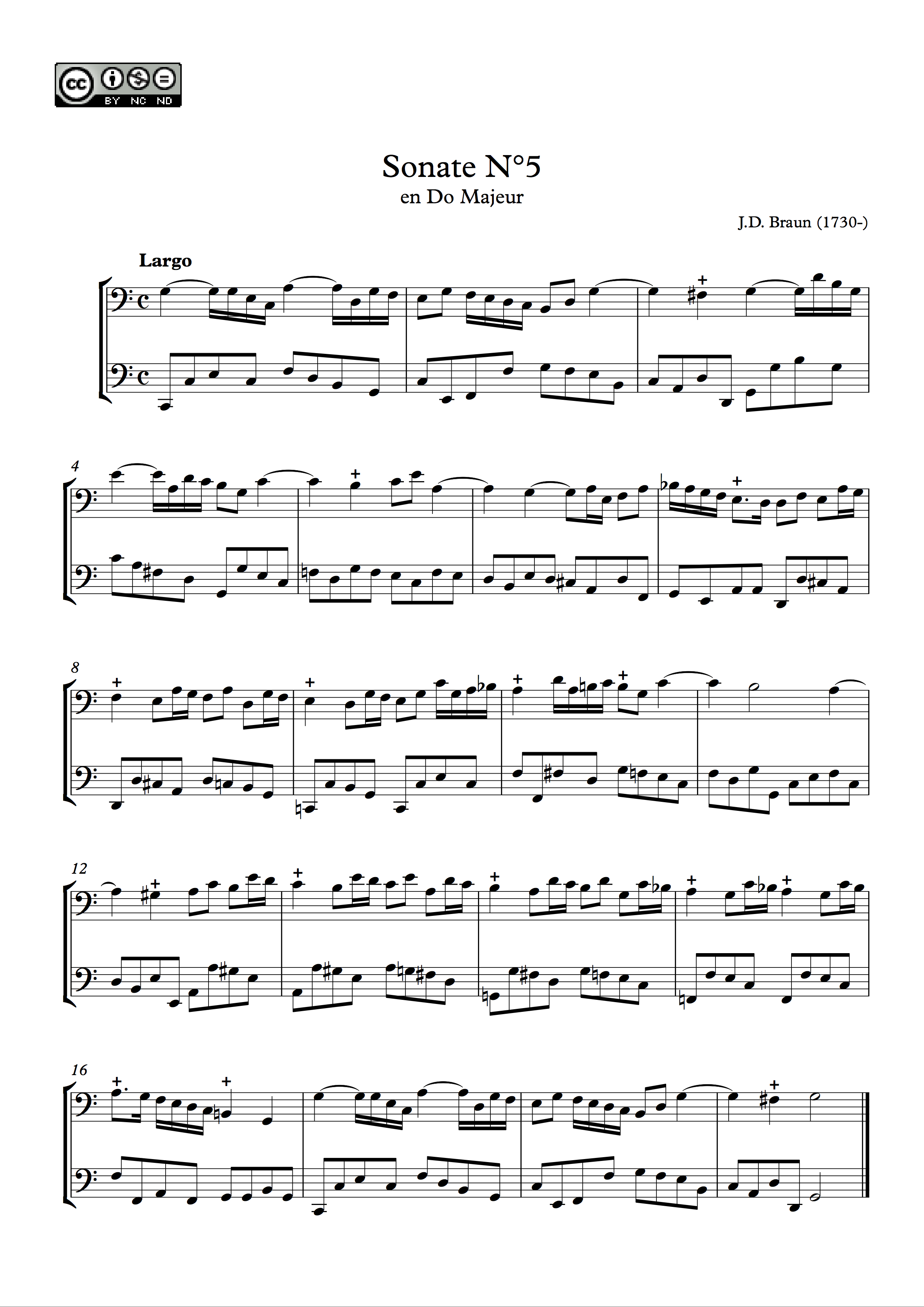 Sonate N°5 en Do Majeur (Jean-Daniel Braun) – 2 Euphoniums ou 2 Tubas