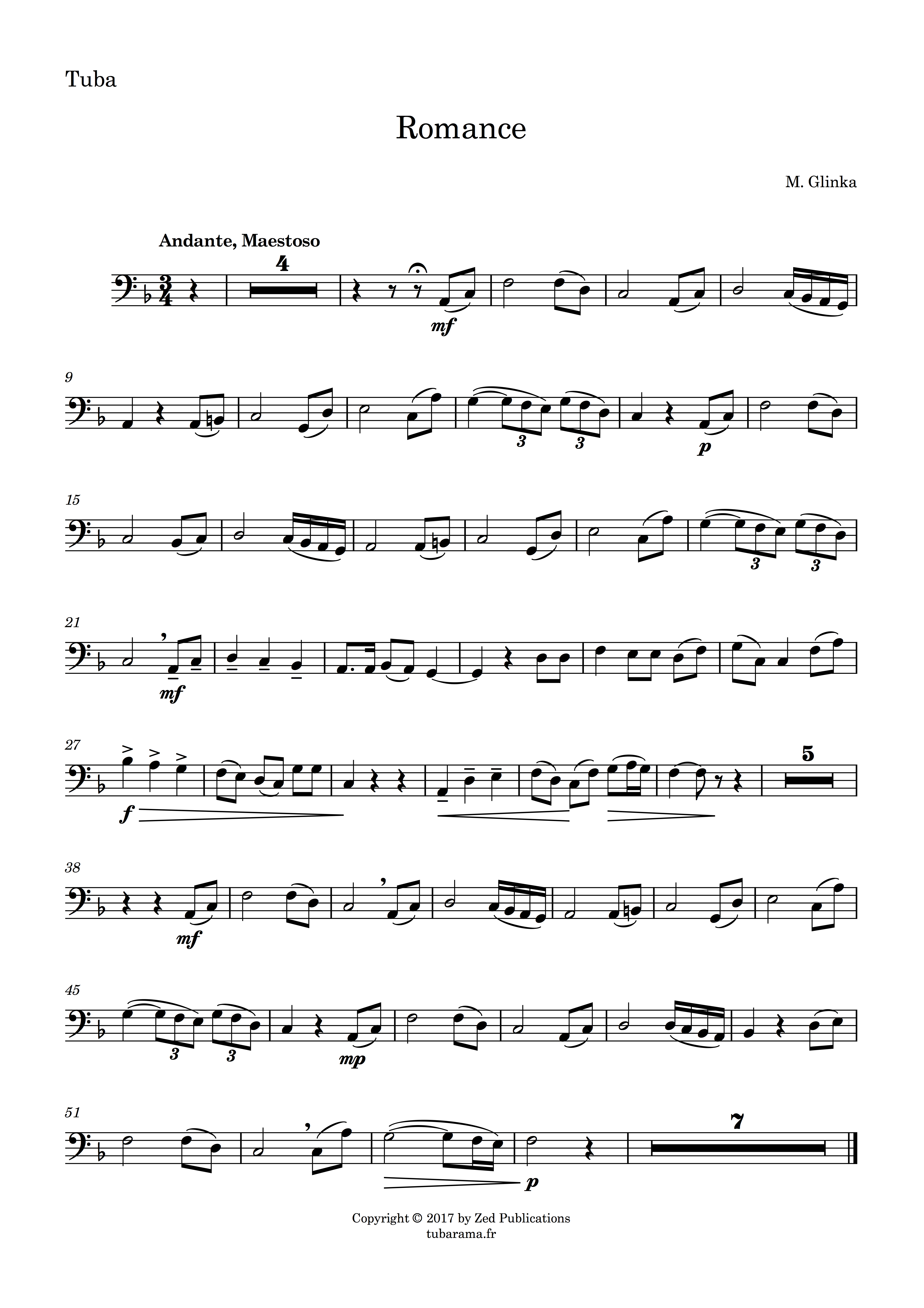 Romance (Mikhaïl Glinka) – Tuba + Piano