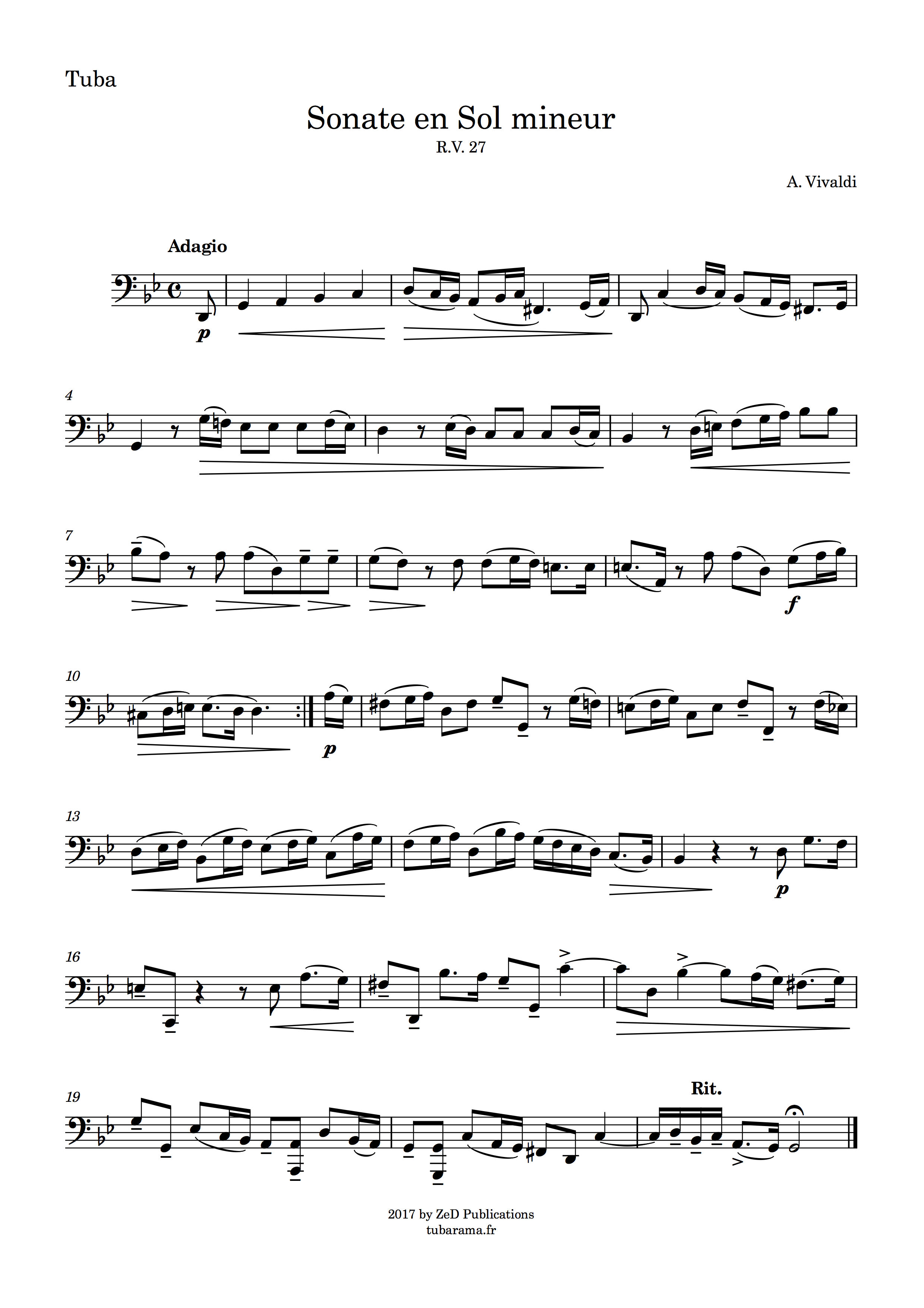 Sonate en sol mineur R.V. 27 (Antonio Vivaldi) – Tuba + Piano