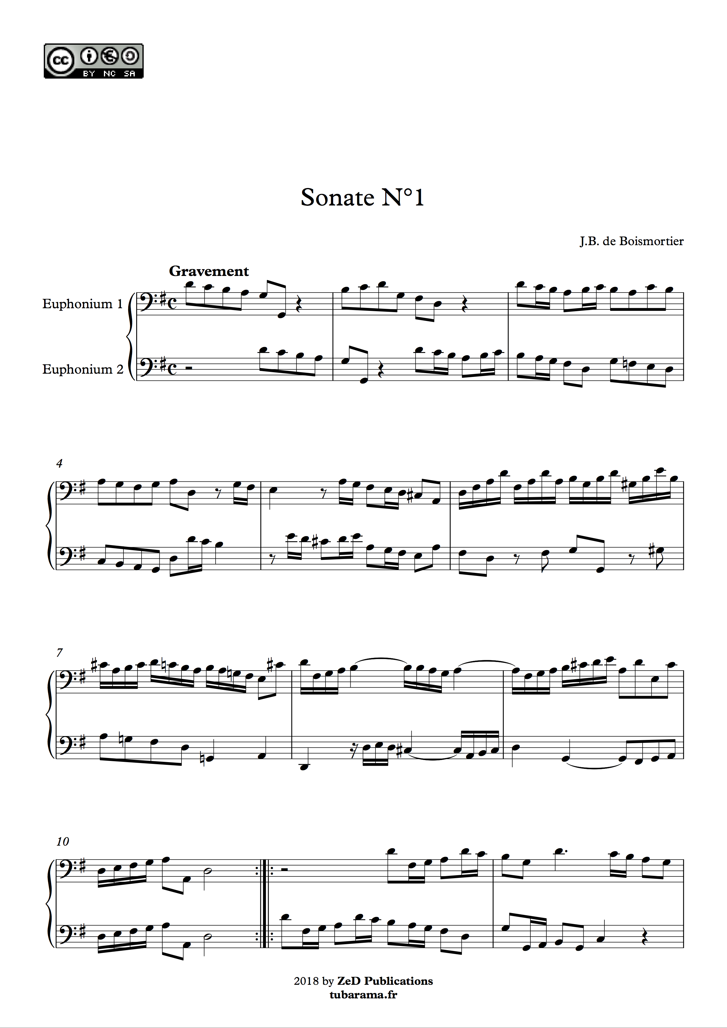 Sonate 1 en Sol majeur (Joseph Bodin de Boismortier) – 2 euphoniums