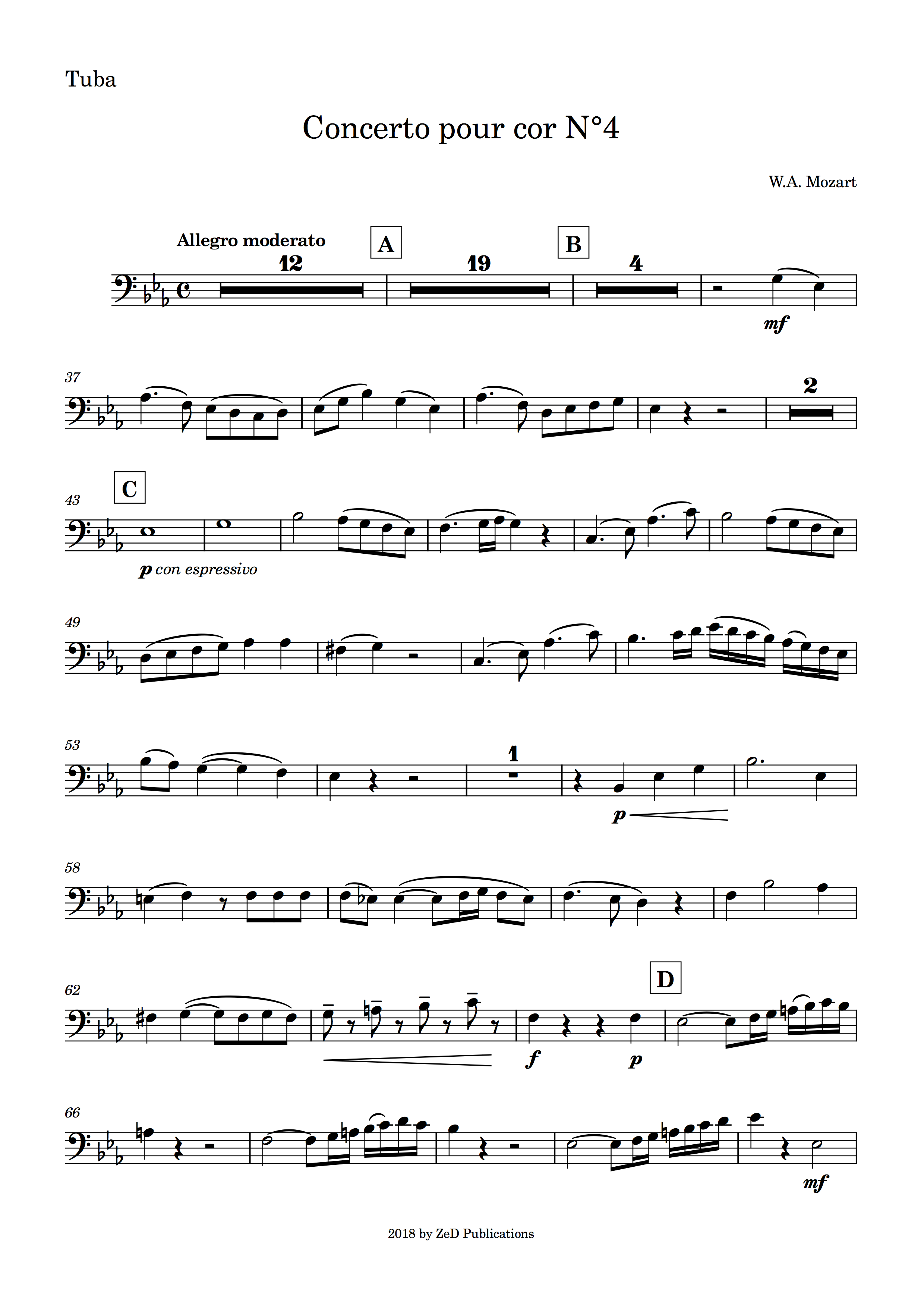 Concerto N°4 k 495 (Wolfgang Amadeus Mozart) – Tuba + Piano