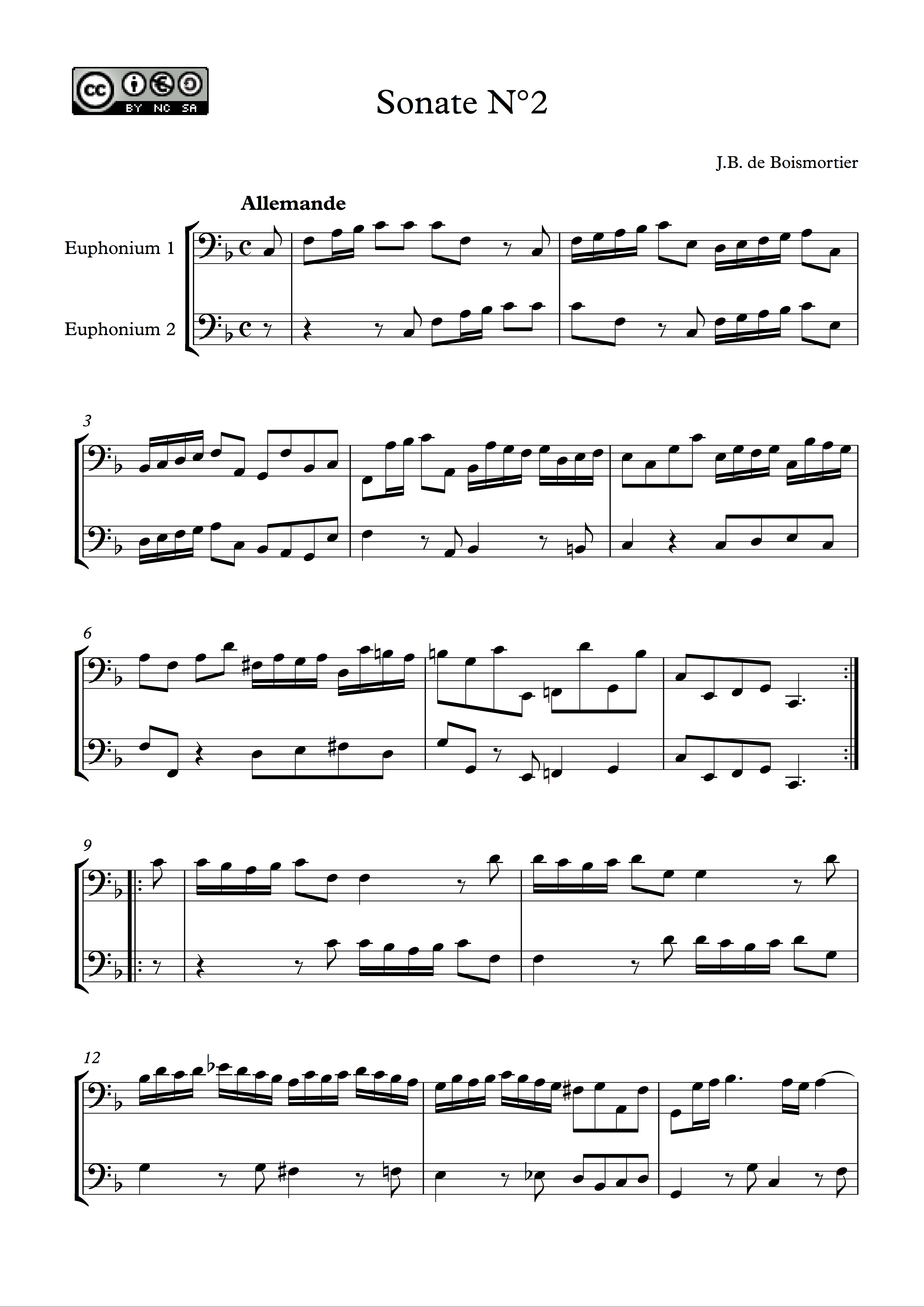 Sonate 2 en Fa majeur (Joseph Bodin de Boismortier) – 2 euphoniums