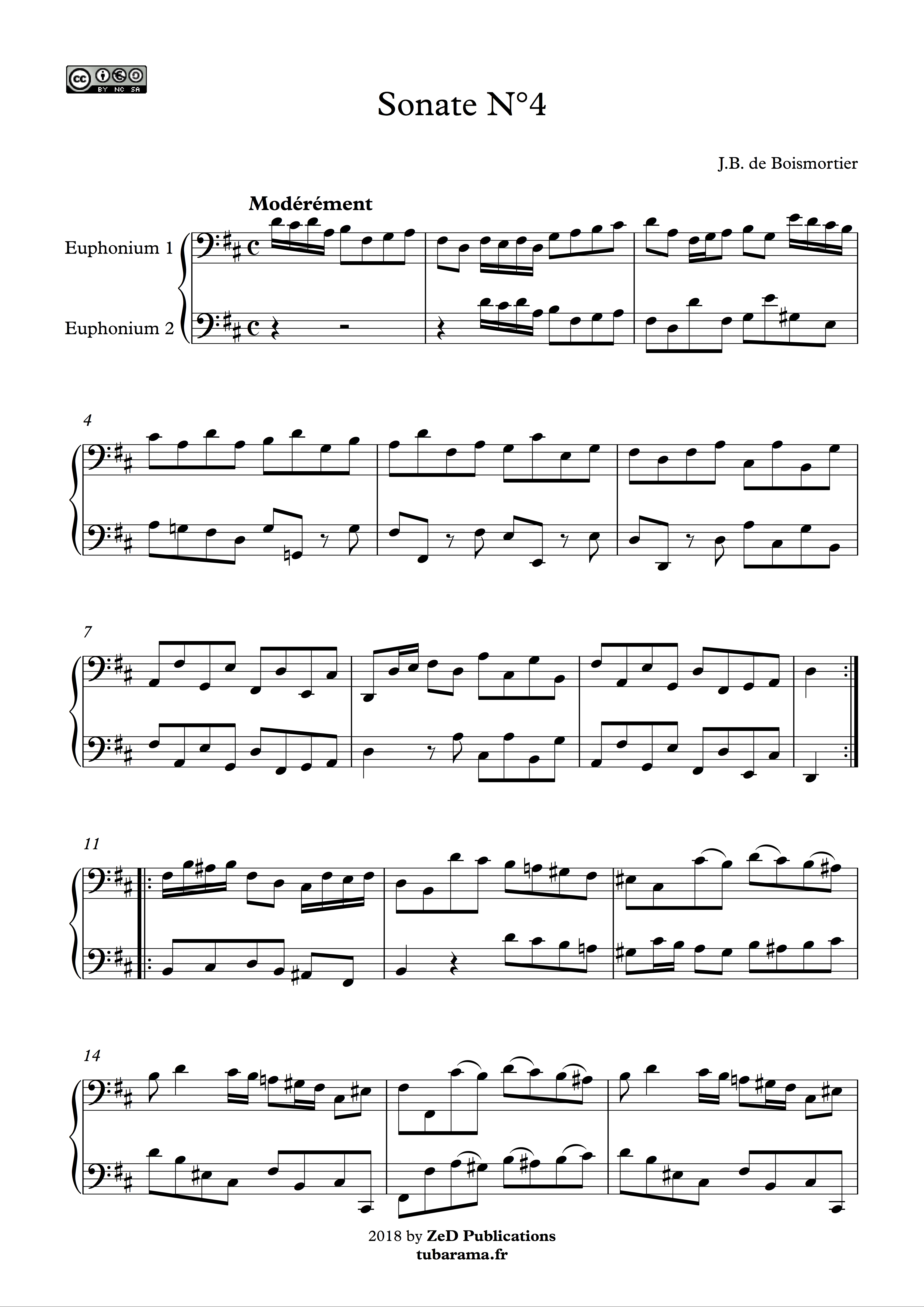 Sonate 4 en Ré majeur (Joseph Bodin de Boismortier) – 2 euphoniums