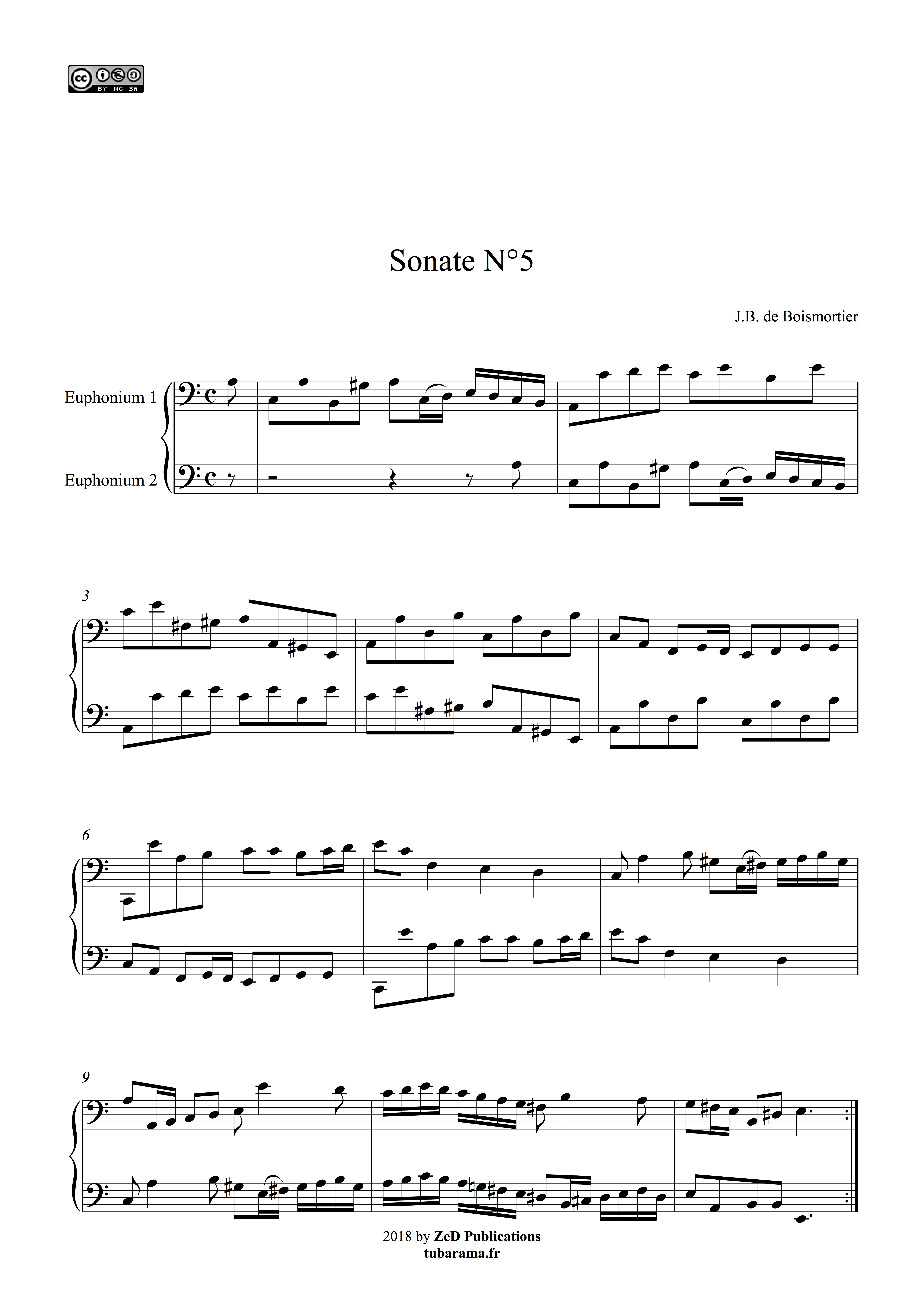 Sonate 5 en La mineur (Joseph Bodin de Boismortier) – 2 euphoniums