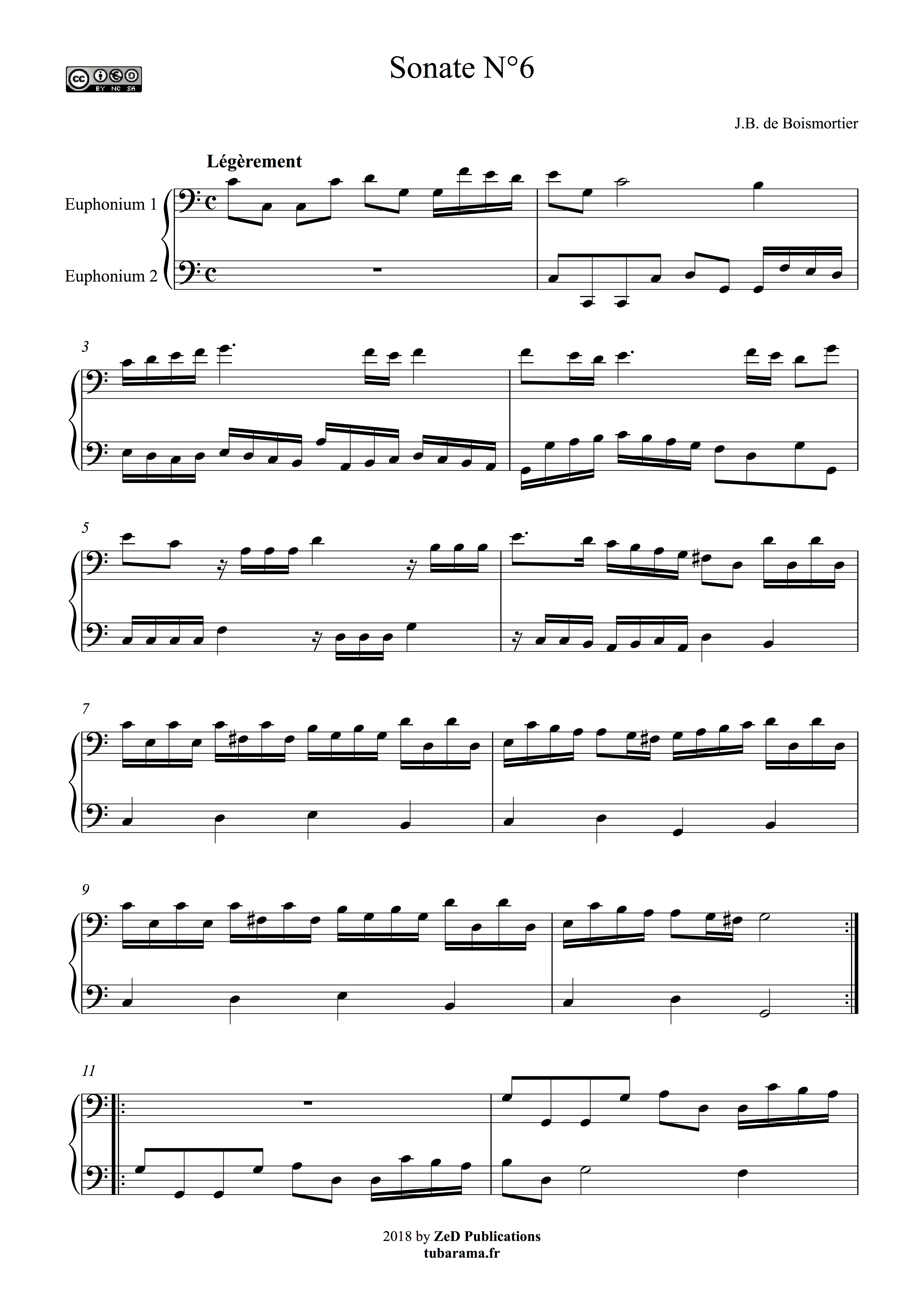 Sonate 6 en Do majeur (Joseph Bodin de Boismortier) –  2 euphoniums