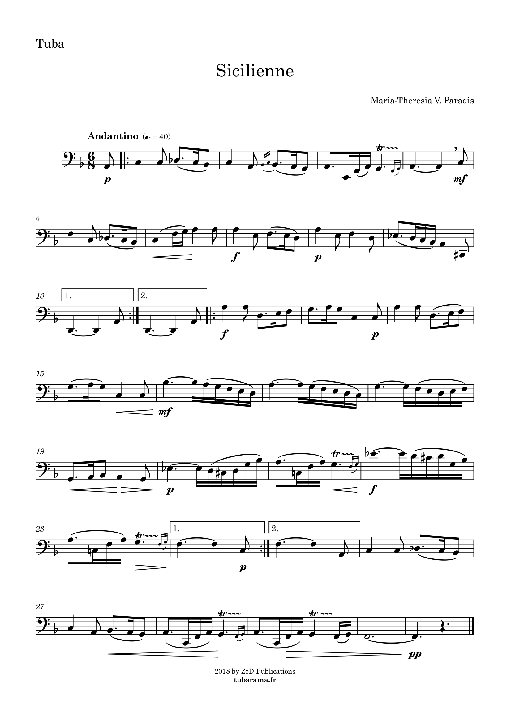 Sicilienne (Maria Theresia Paradis) – Tuba + Piano