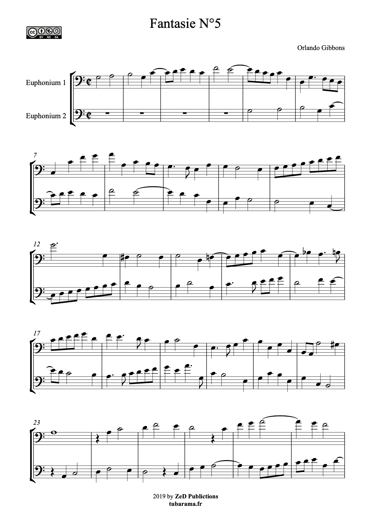 Fantaisie N°5 (Orlando Gibbons) – 2 euphoniums