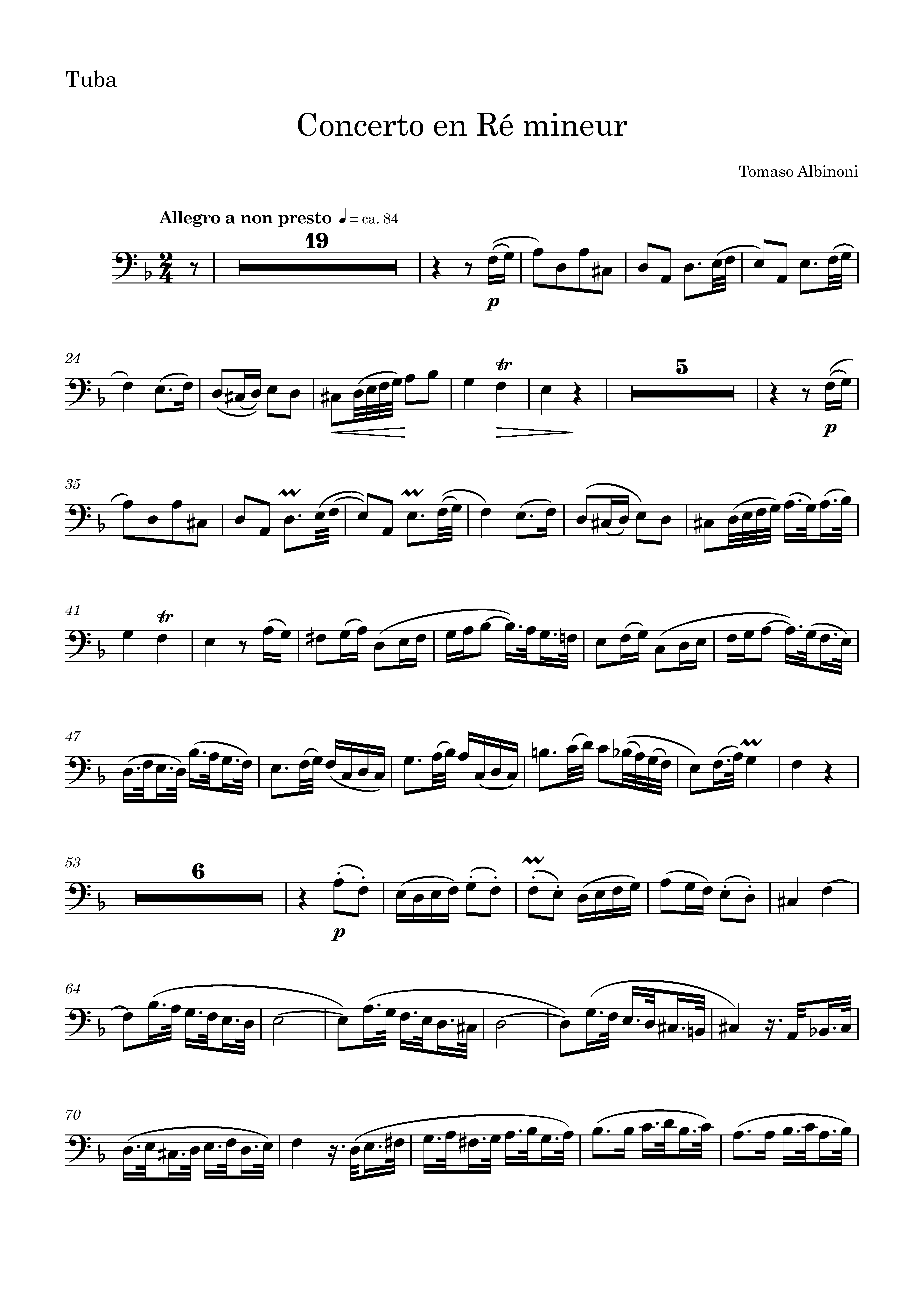 Concerto pour hautbois en Ré mineur Op.9 N°2 (Tomaso Albinoni) – tuba + orchestre avec play along