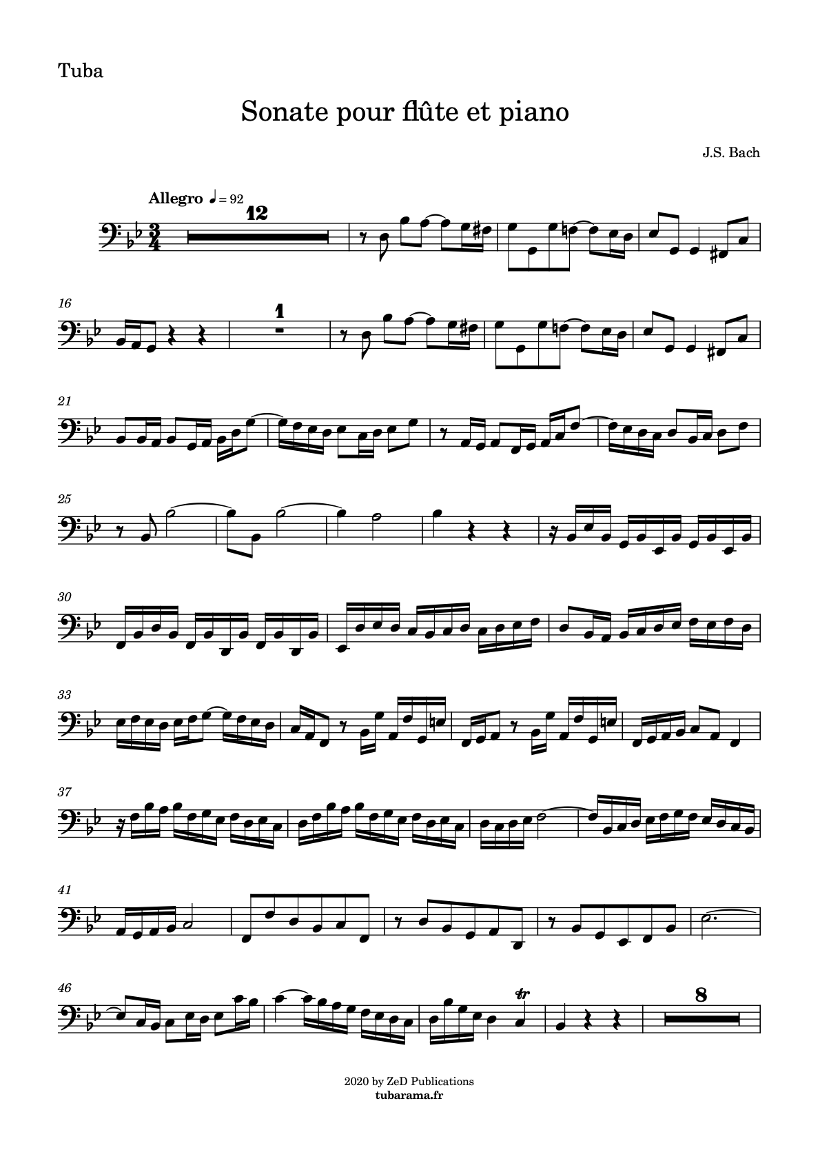 Sonate pour flûte BWV 1020 (Jean-Sébastien Bach) – tuba + piano