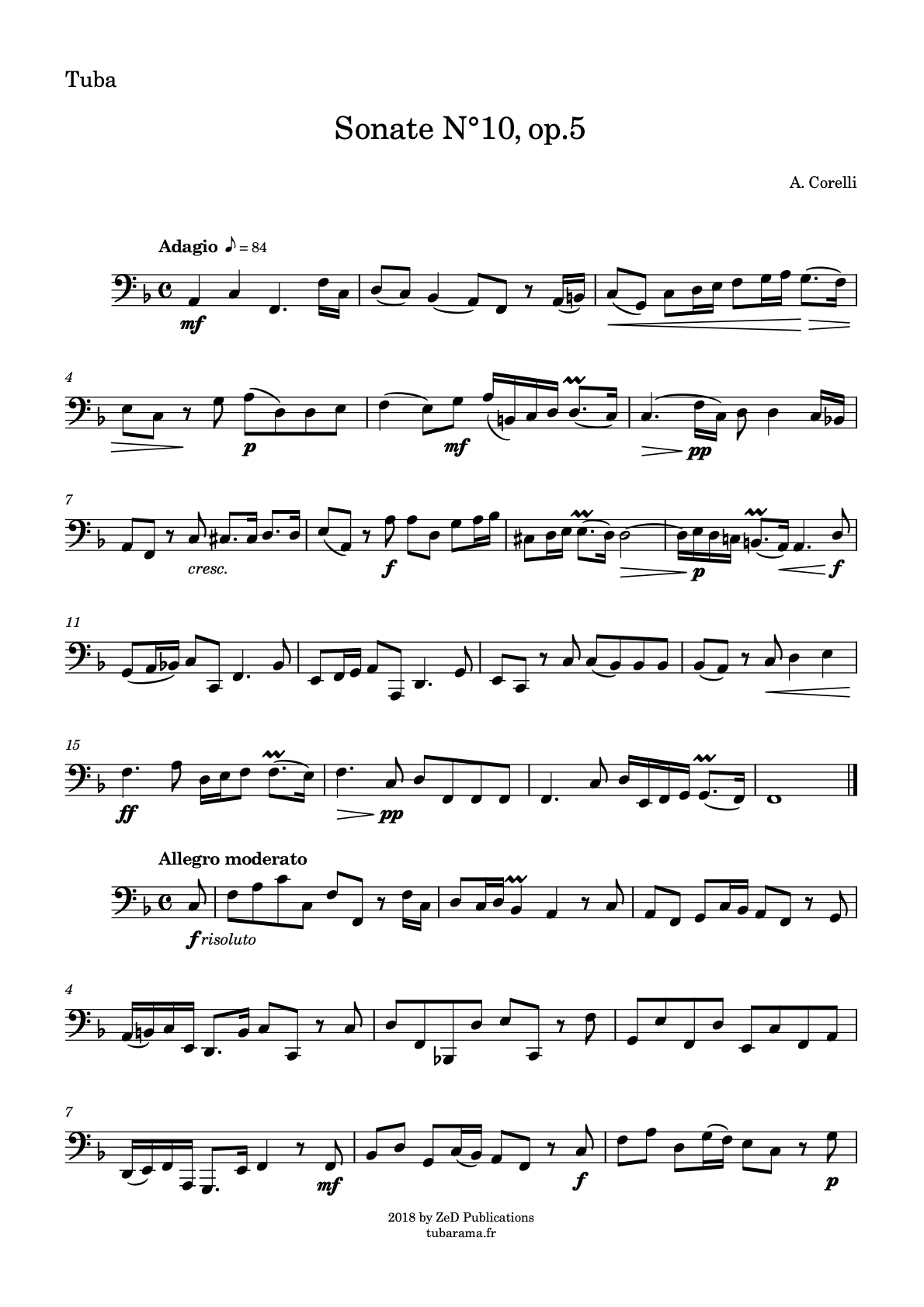 Sonate Op.5 No.10 (Arcangelo Corelli) – tuba + piano