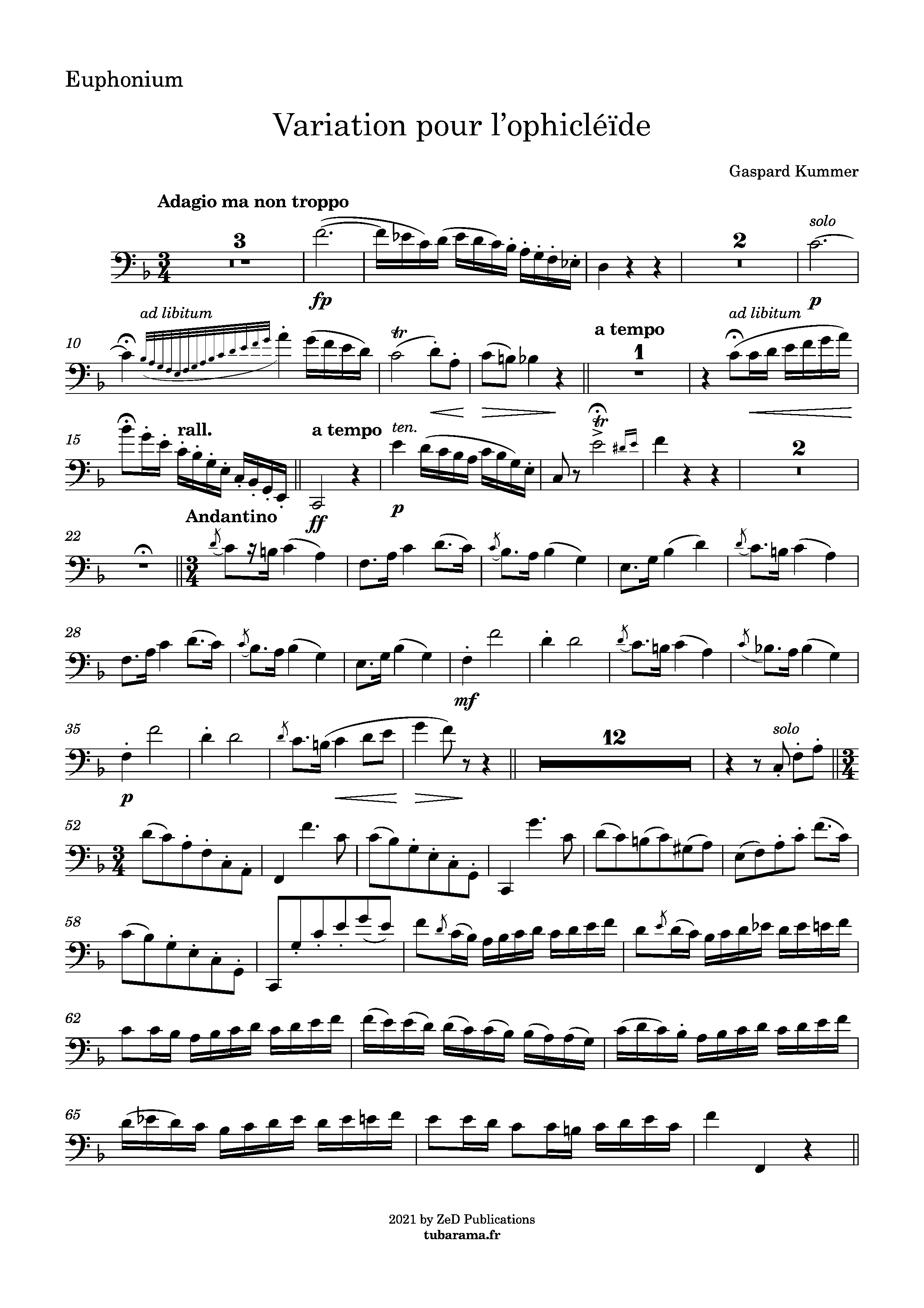 Variations pour l’Ophicléïde (Gaspard Kummer) – Euphonium + piano