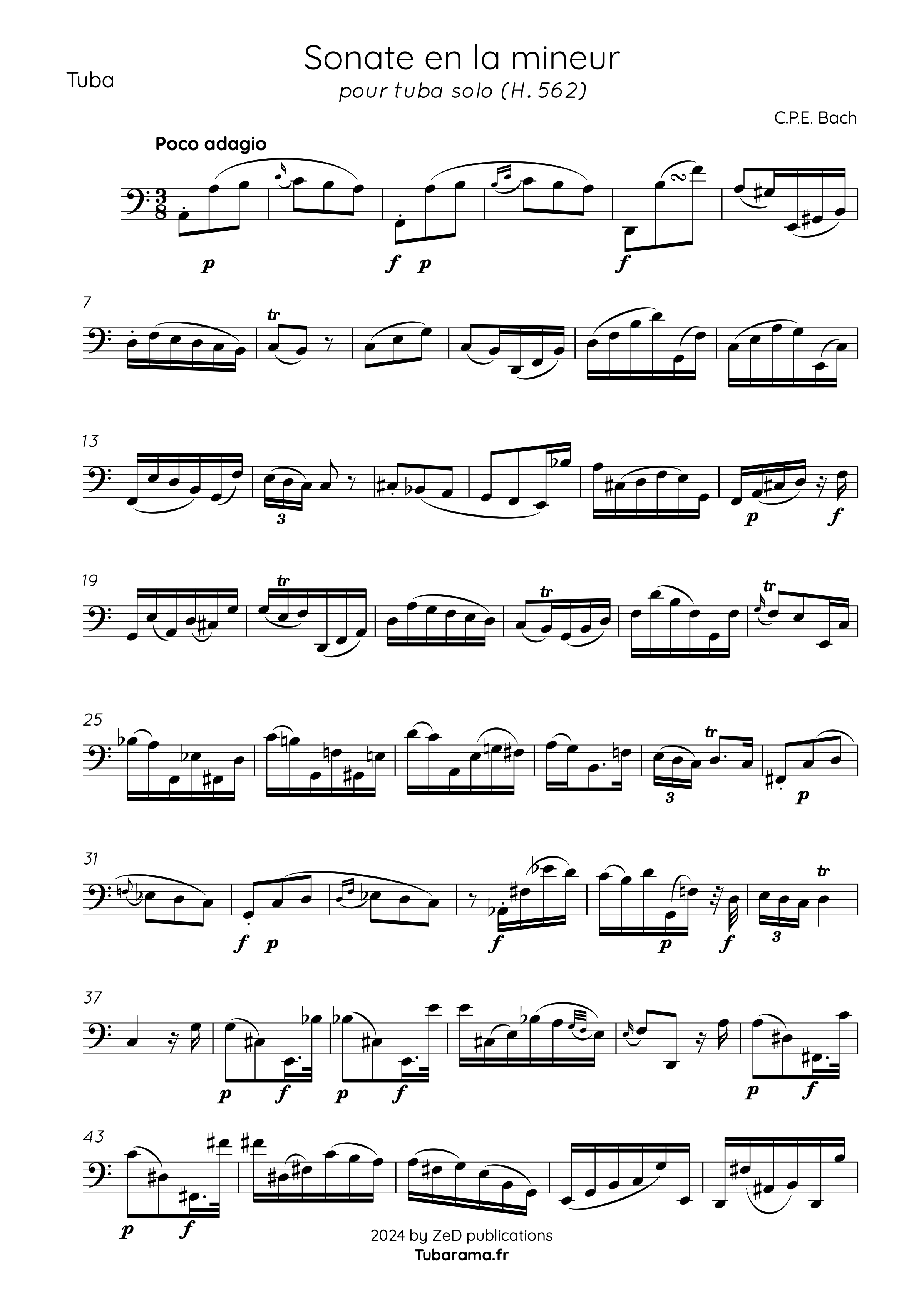 Sonate en la mineur – C.P.E. Bach (H. 562)