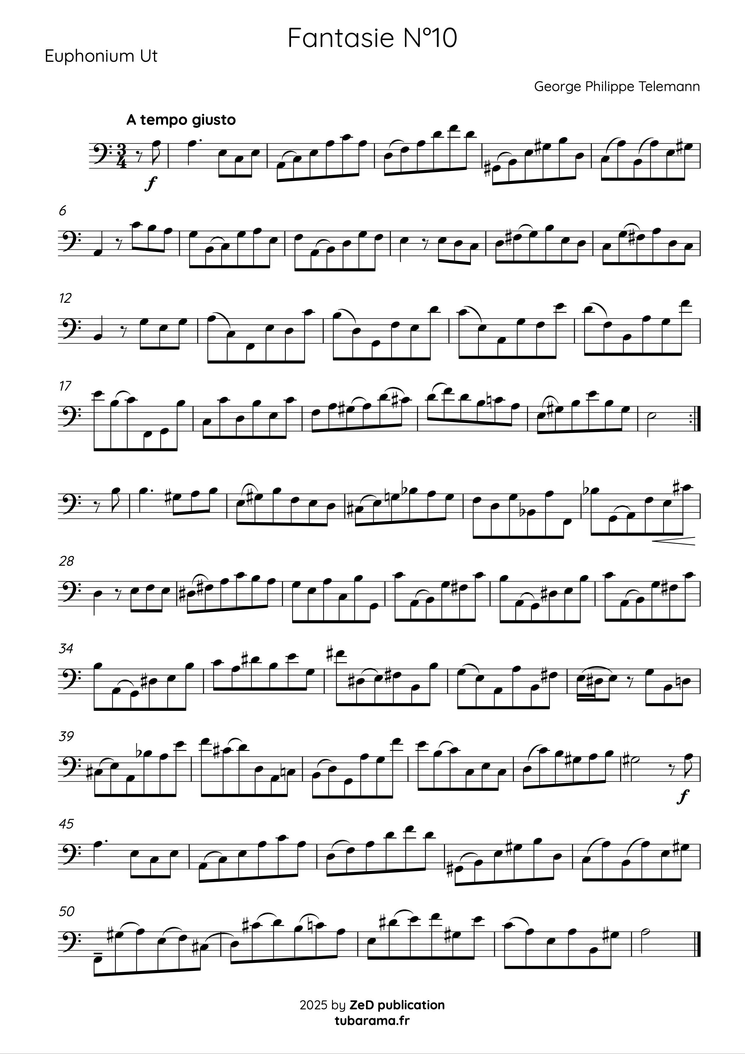 Fantasie N°10 TWV 40:2-11 (Georg Philipp Telemann) – Euphonium solo