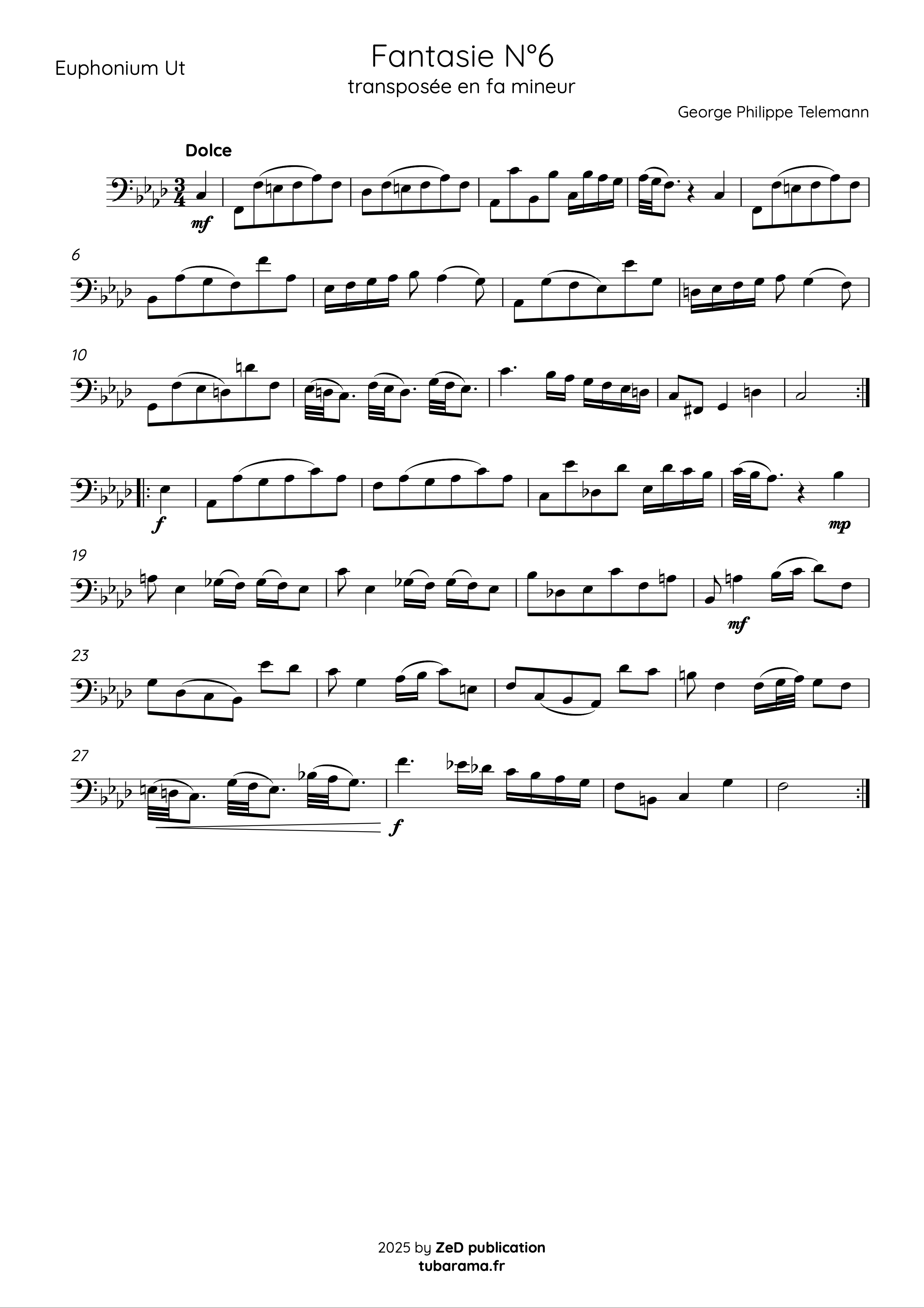 Fantasie N°6 TWV 40:2-7 (Georg Philipp Telemann) – Euphonium solo