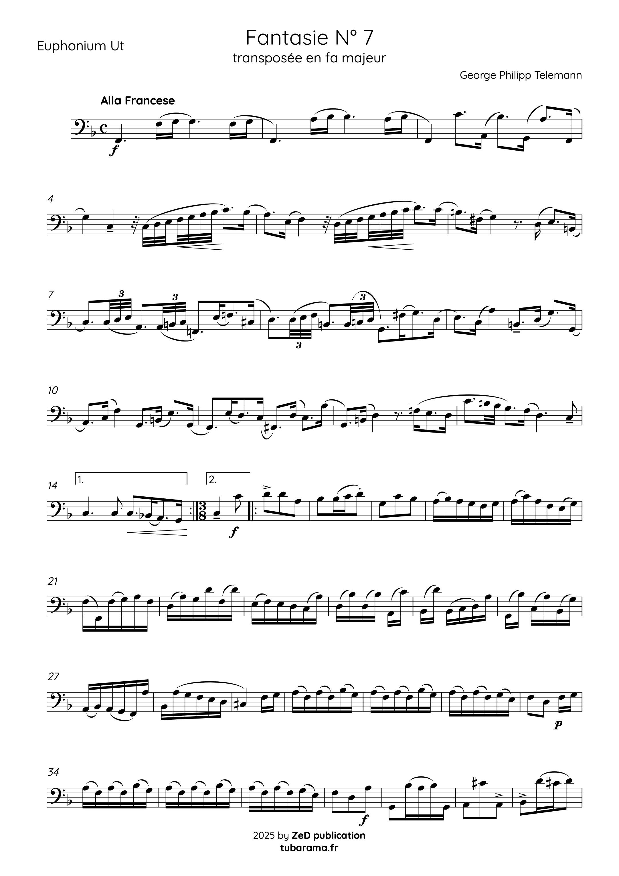 Fantasie N°7 TWV 40:2-8 (Georg Philipp Telemann) – Euphonium solo