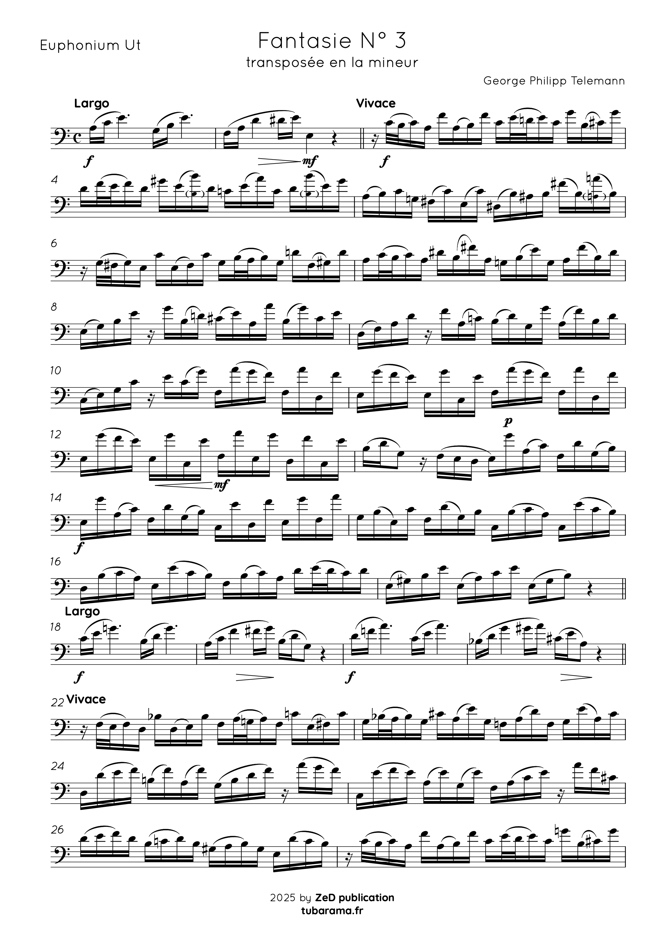 Fantasie N°3 TWV 40:2-4 (Georg Philipp Telemann) – Euphonium solo