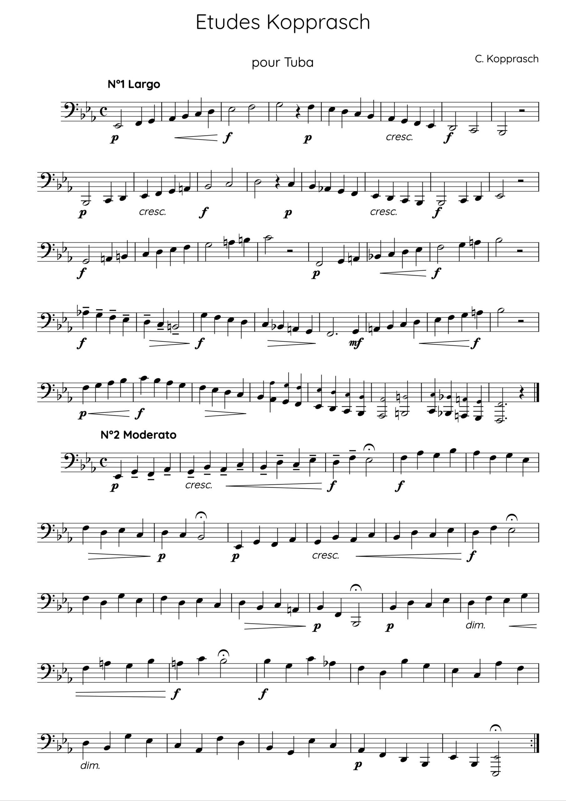 Etudes Kopprasch pour tuba ou euphonium