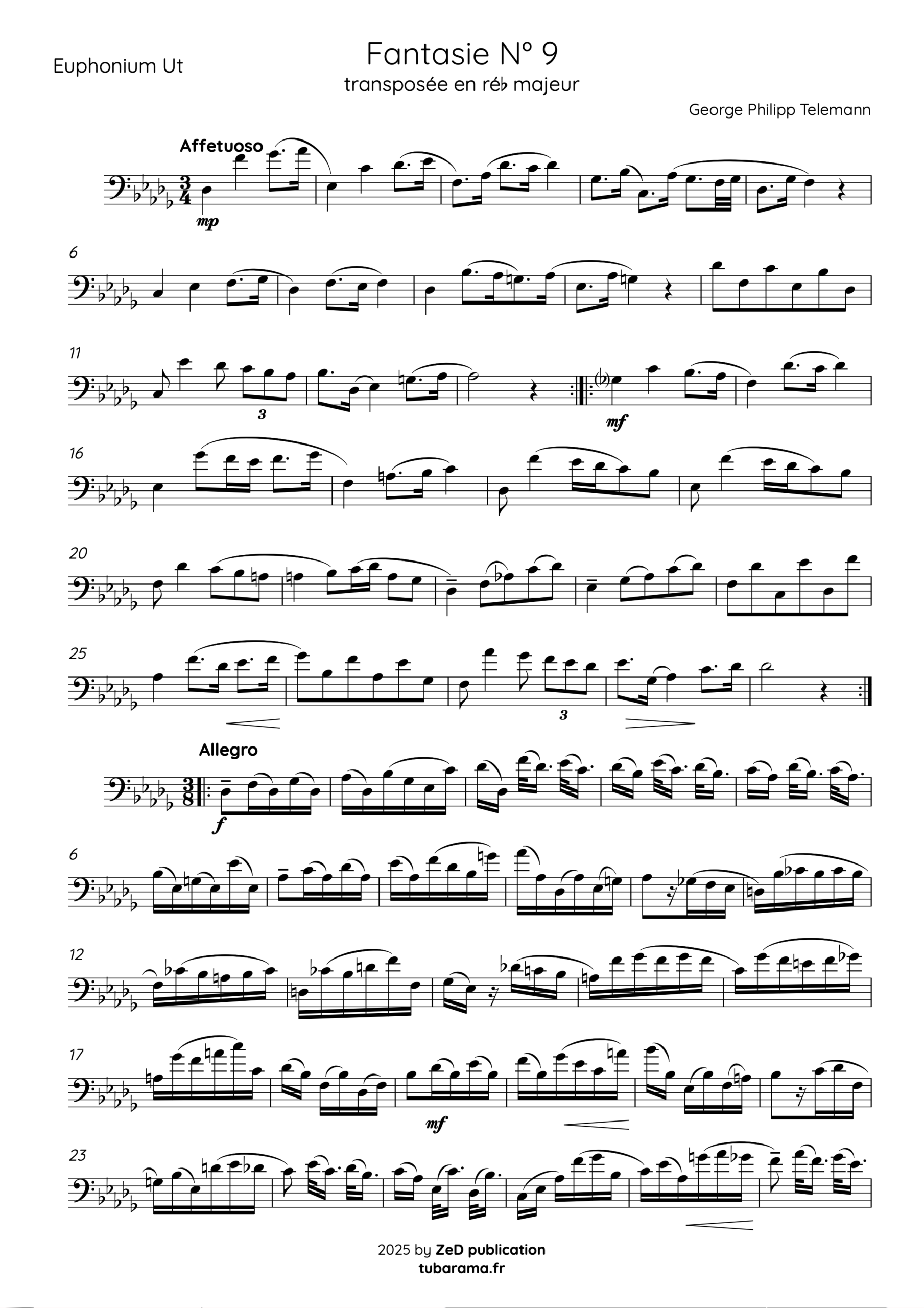 Première page de la fantaisie TWV 40:2-11